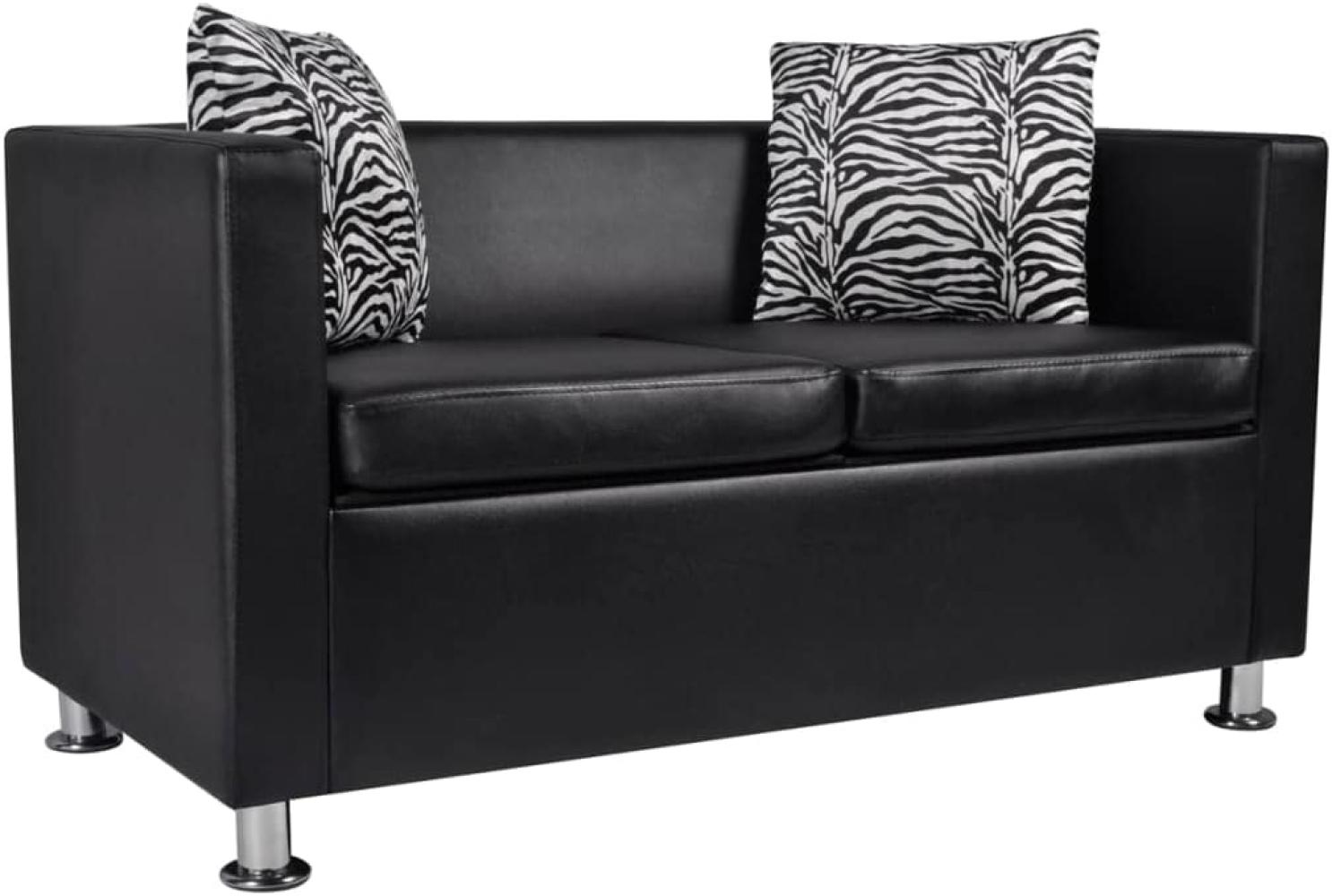 vidaXL 2-Sitzer-Sofa Kunstleder Schwarz [242209] Bild 1