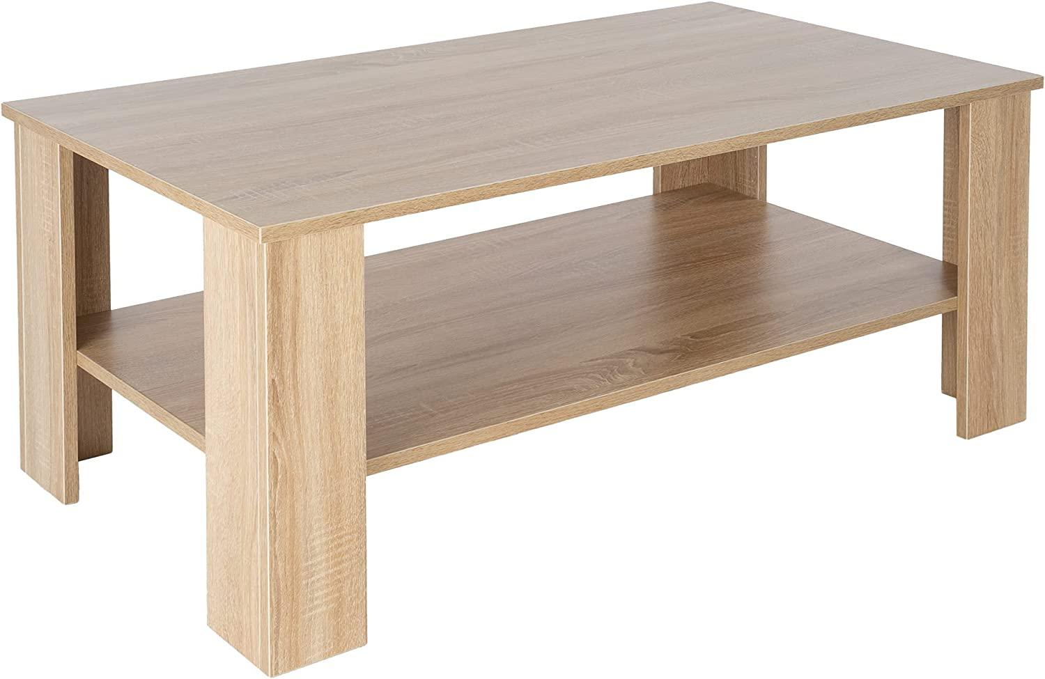 ML-DESIGN Couchtisch Sofatisch mit Schublade und Ablage, Wohnzimmertisch mit Stauraum, Moderner Holz Beistelltisch Kaffeetisch Tisch Satztisch Sonoma-Eiche Bild 1