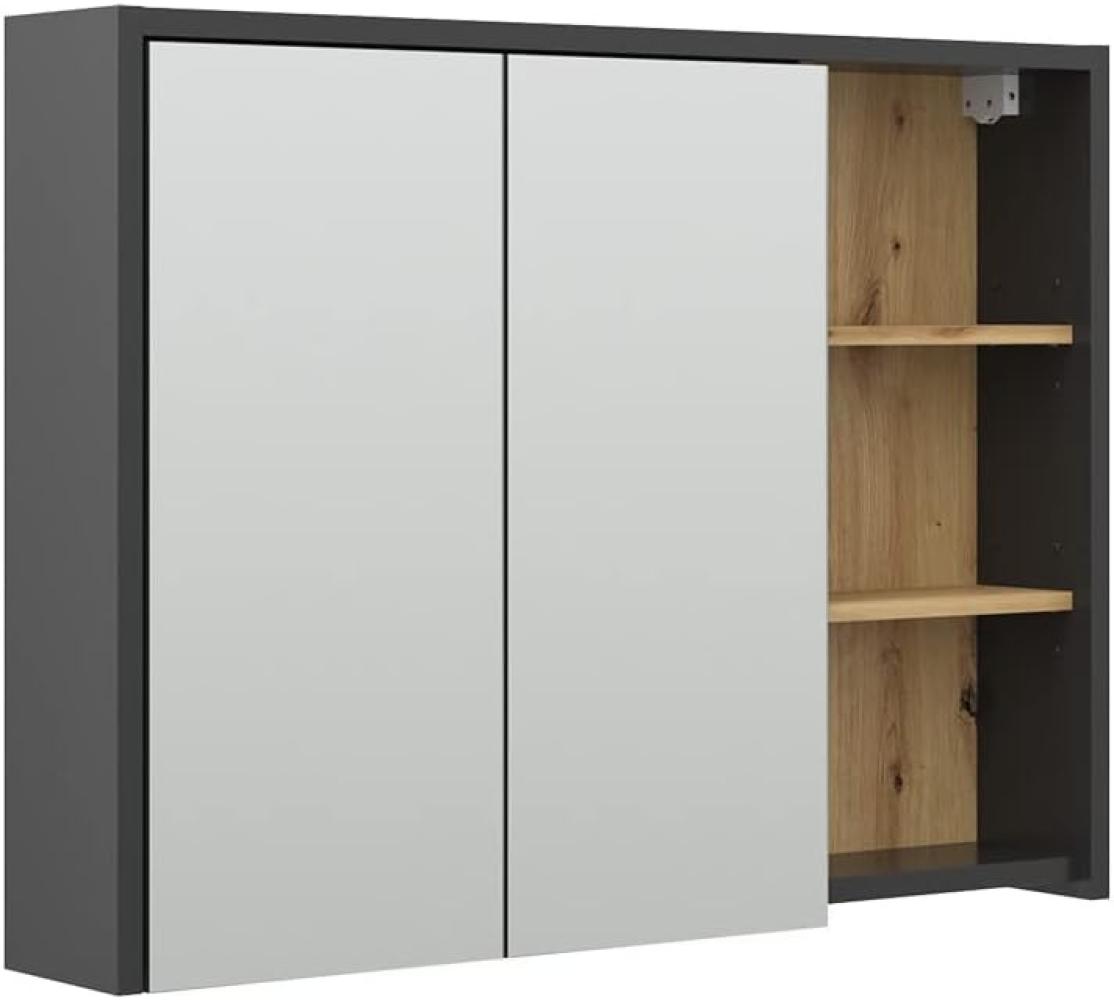 Vicco Spiegelschrank Badschrank Badezimmermöbel Viola Anthrazit Eiche modern 100x75 cm Badspiegel Badezimmer Schrank Badmöbel Schranktür Schrankfach Bild 1