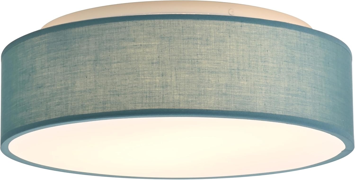 Zedelmaier Deckenlampe Stoff Rund 38cm E27x2 max. 40W Deckenleuchte Blau Stoffschirm Wohnzimmer Schlafzimmer Küche Flur Kinderzimmer Lampe Decke Lampenschirm Bild 1