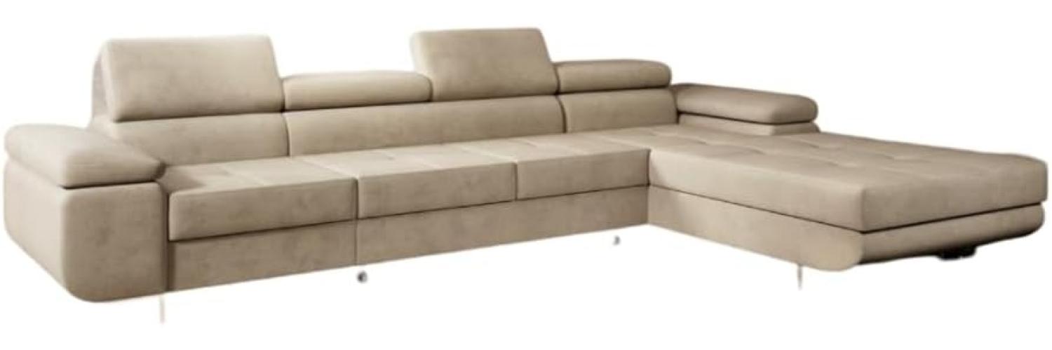 Designer Sofa Calvera Maxi mit Schlaf- und Klappfunktion (Samt) Beige Rechts Bild 1