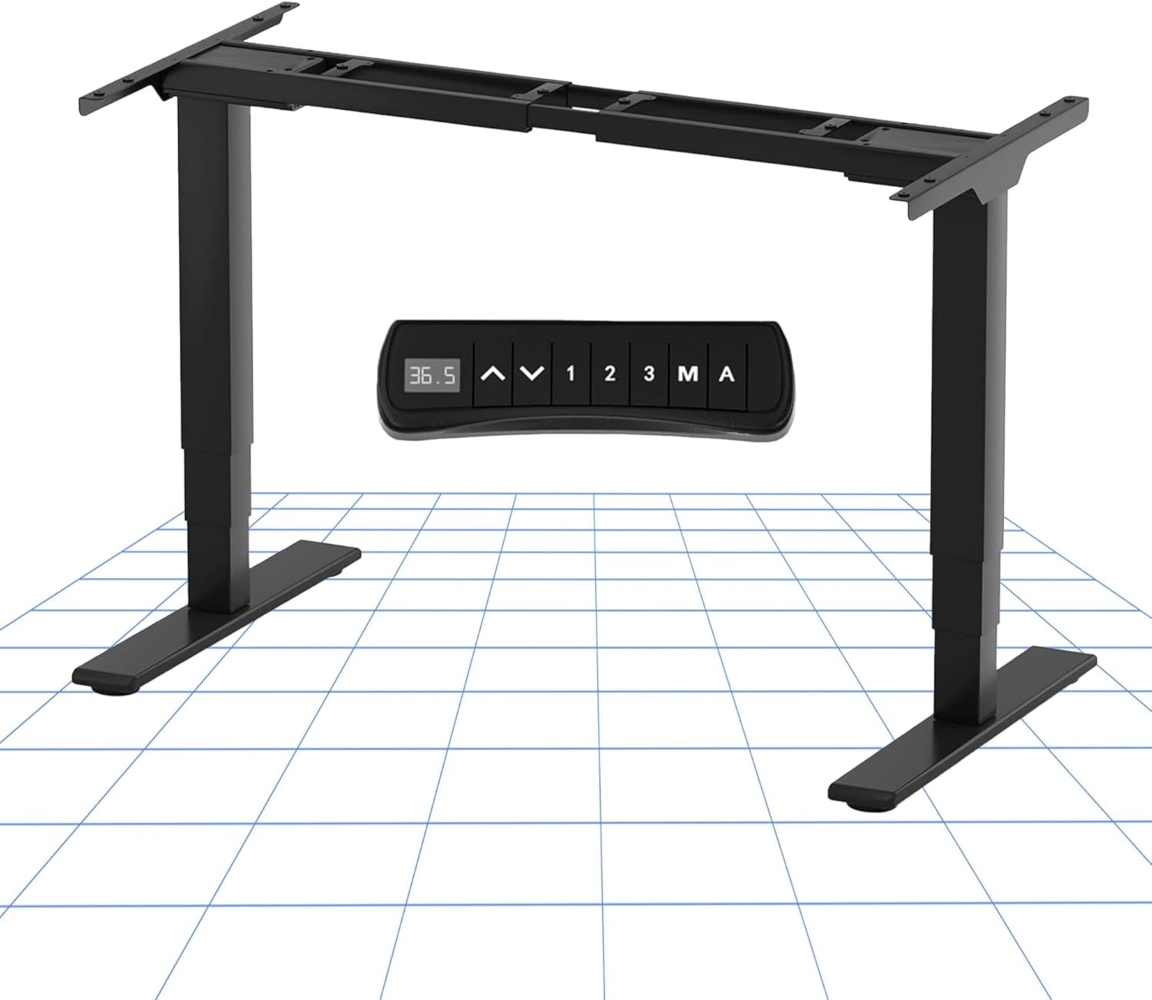 Flexispot EC5B Höhenverstellbarer Schreibtisch Elektrisch höhenverstellbares Tischgestell, 3-Fach-Teleskop, passt für alle gängigen Tischplatten. Mit Memory-Steuerung und Softstart/-Stop (Schwarz) Bild 1