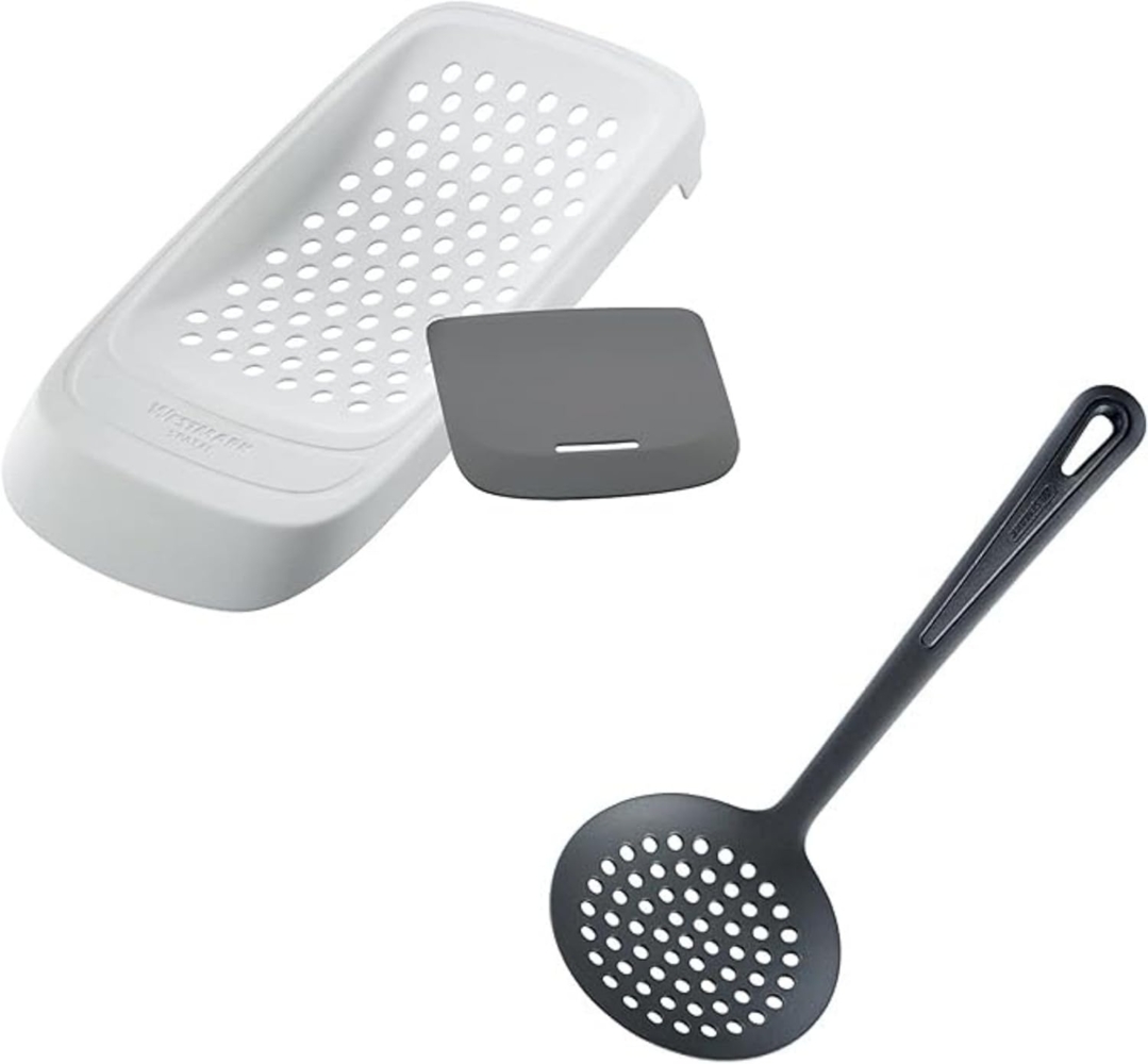 WESTMARK Spätzlereibe Set, 2tlg, 1 Spätzlereibe mit flexiblem Schaber, Spatzl + 1 Schöpflöf, ABS, PA, inkl. Schöpflöffel Bild 1