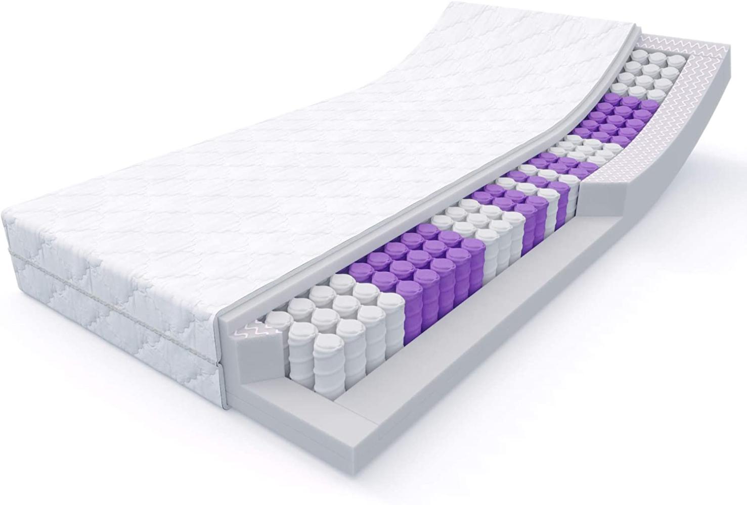 MSS e. K. Medic Taschenfederkernmatratze 180x200 x 20 cm (Kernhöhe 19 cm), 7-Zonen Federkernmatratze mit Komfortschaum und Microfaser-Bezug, Matratze für Kinder und Erwachsene, Härtegrad H4 Bild 1