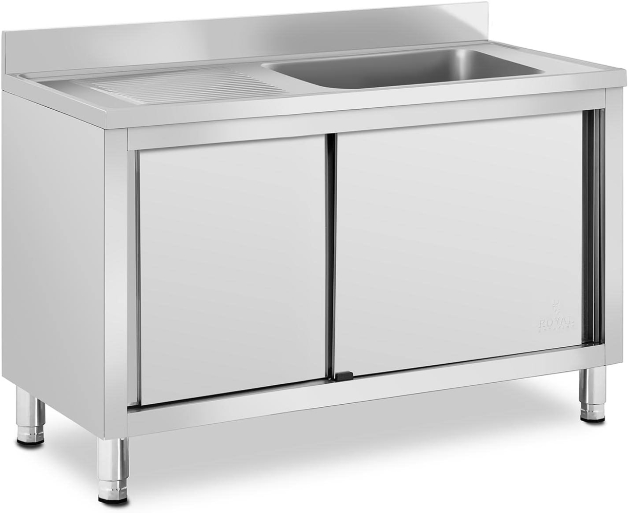 Royal Catering Spülenschrank Spülenschrank - 1 Becken - Royal Catering - Edelstahl - 500 x 400 x 260 mm Bild 1