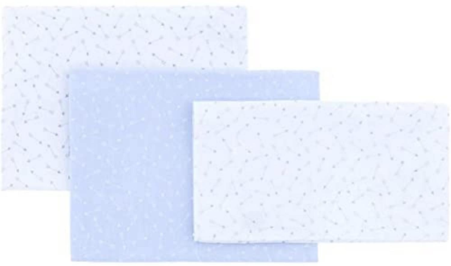 Be 45709 Set 3 Pcs. Cot Flat Sheet 100x165 cm Be Zoe Blue, blau 690 g Bild 1