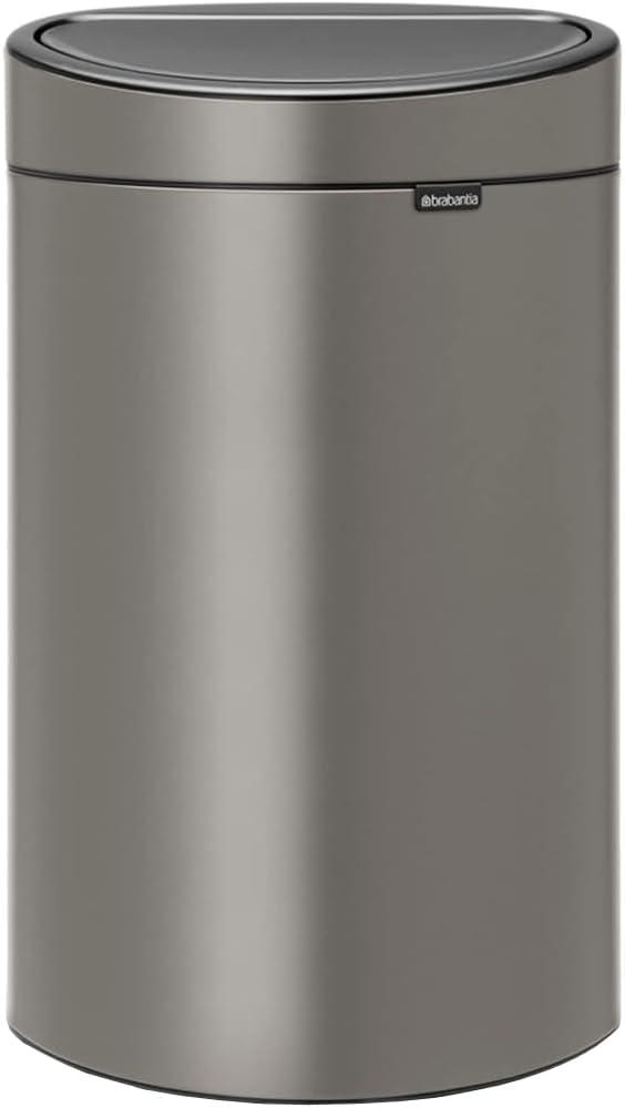 Brabantia Touch Bin Abfallbehälter mit Kunststoffeinsatz, Mülleimer, Müll Eimer, Platinum / Deckel Platinum, 40 L, 114908 Bild 1