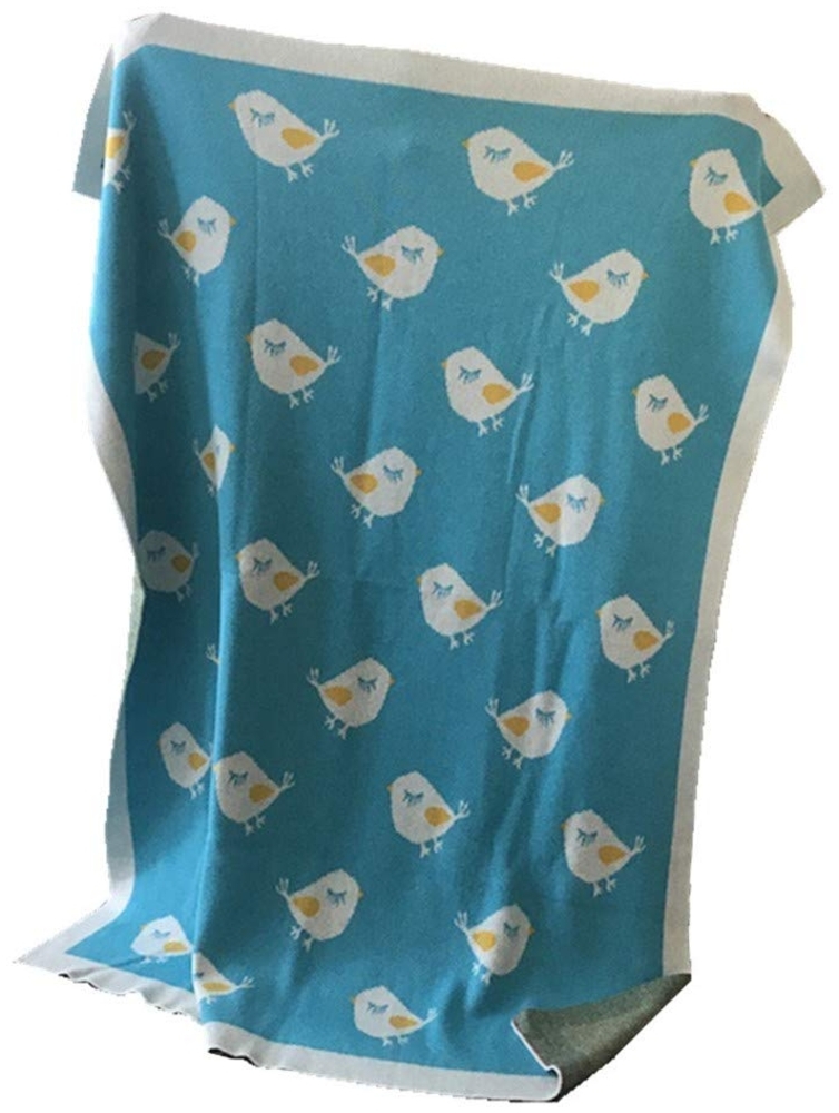 Strickdecke Babydecke Kuscheldecke, Odot Kinderwagen im Freien Kinderdecke Krabbeldecke Perfekt für Mädchen und Jungen Babys (90x110 cm,Vogel) Bild 1