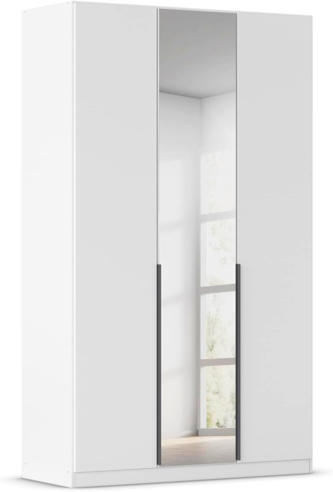 Rauch Möbel Alabama, Kleiderschrank, Garderobe, 3-türig, Spiegel, Zubehör Premium, 2 Kleiderstangen, 7 Einlegeböden, Schubladeneinsatz, Farbe Weiß, Griff Grau metallic, 136 x 229 x 54 cm Bild 1