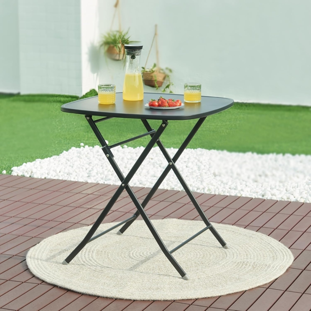 Klapptisch Sande Stahl 71x70x70 cm Schwarz [en. casa] Bild 1