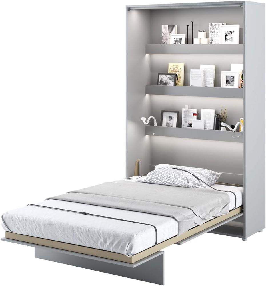 MEBLINI Schrankbett Bed Concept - BC-02 - 120x200cm Vertikal - Grau Matt - Wandbett mit Lattenrost - Klappbett mit Schrank - Wandklappbett - Murphy Bed - Bettschrank Bild 1