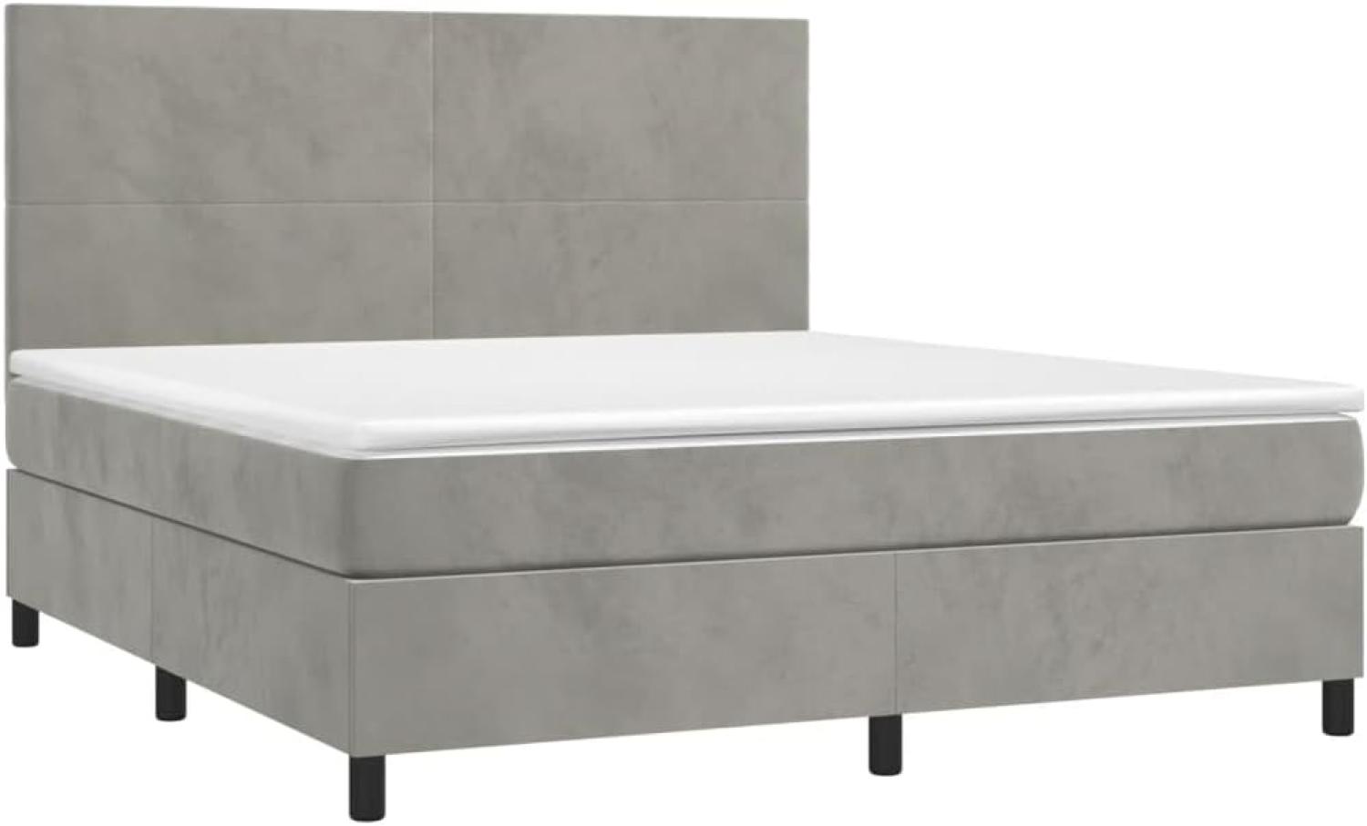 vidaXL Boxspringbett mit Matratze & LED Hellgrau 180x200 cm Samt 3136017 Bild 1