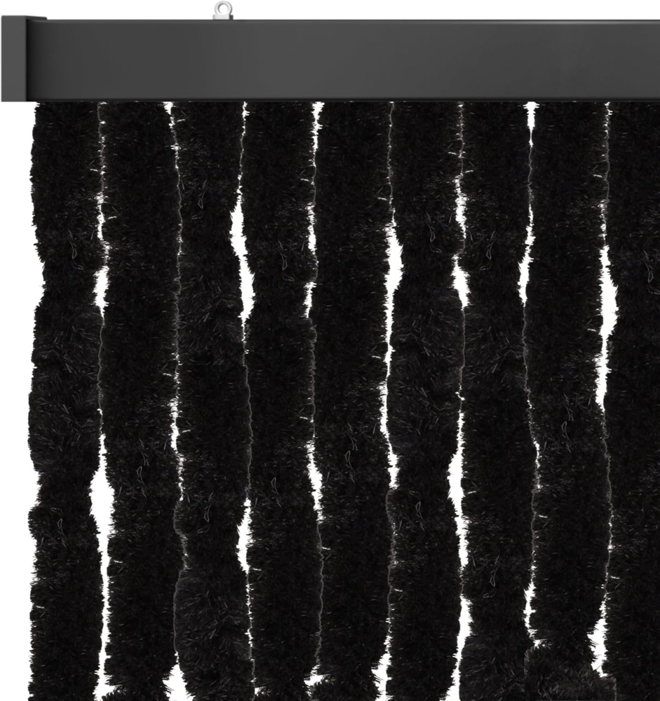 Flauschvorhang 100x200 ( Schwarz ), perfekter Insekten- und Sichtschutz für Ihre Balkon- und Terrassentür, viele Farben Bild 1