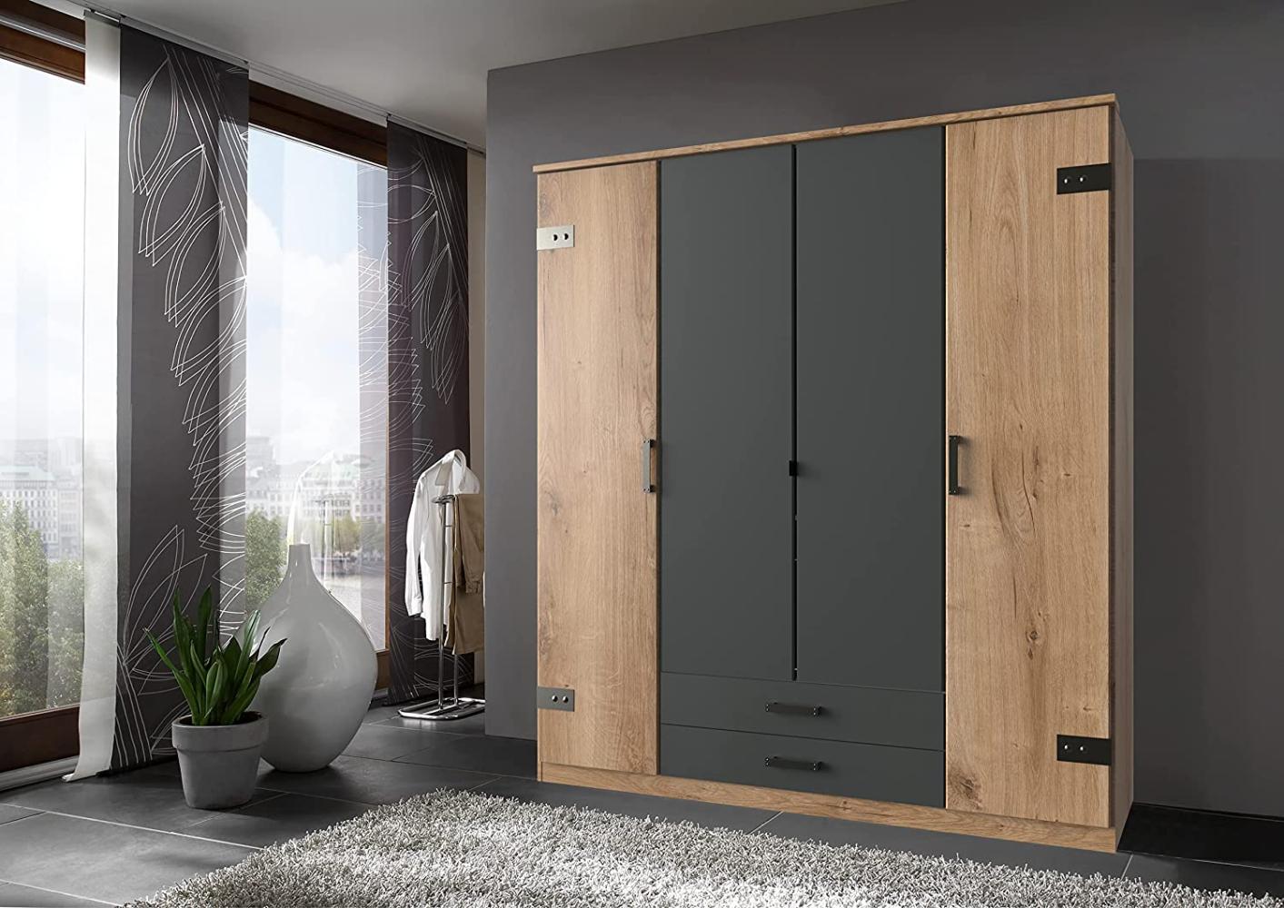 Kleiderschrank >Cheston< in Plankeneiche - 180 x 198 x 58 cm (BxHxT) Bild 1