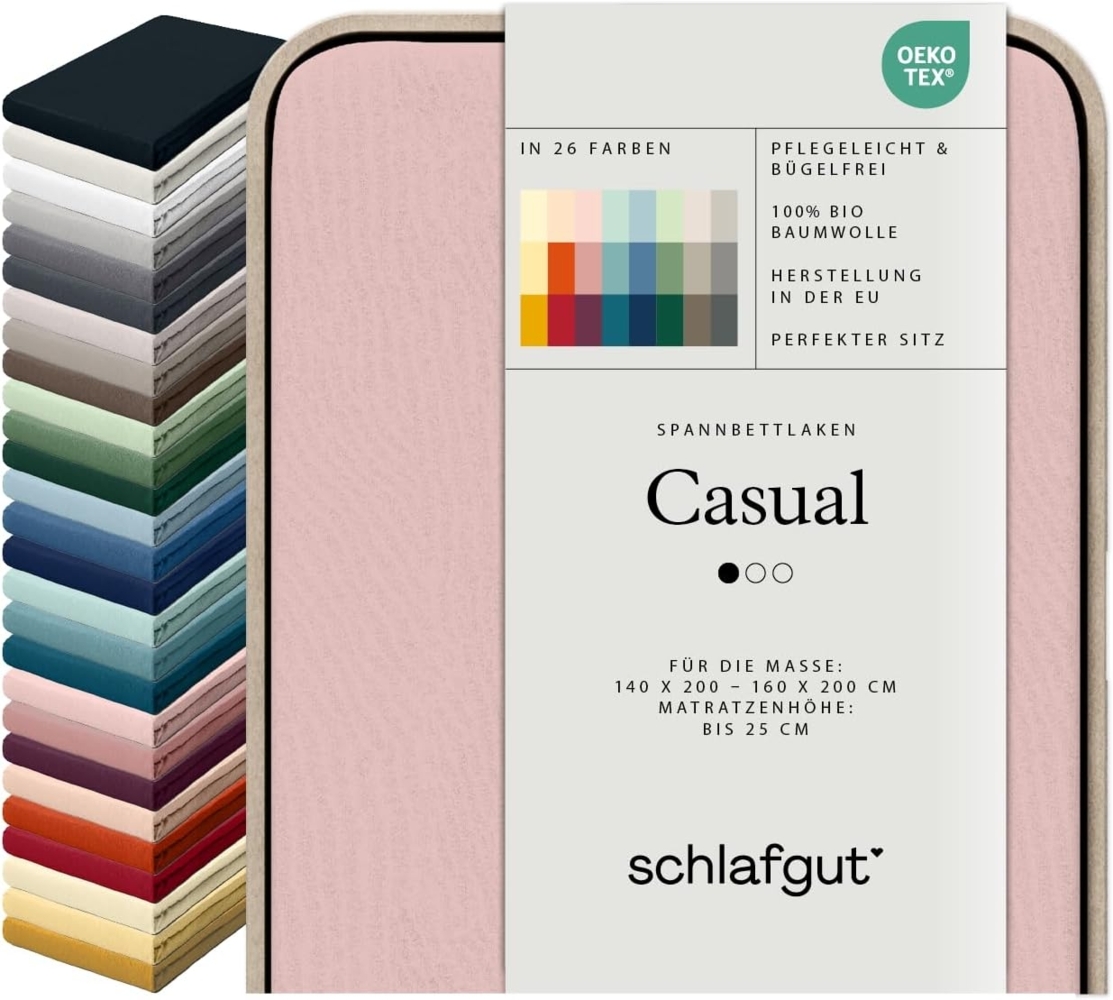 Schlafgut Spannbettlaken CASUAL u.a. in Gr. 90x200, 140x200 oder 180x200 cm, 100% Bio-Baumwolle, Jersey, Gummizug: rundum, (1 Stück), Bettlaken für Matratzen bis 25 cm Höhe, zuverlässig, langlebig, weich Bild 1