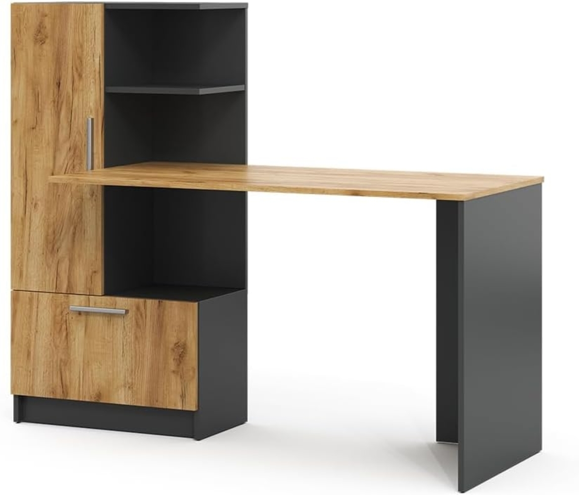 Schreibtisch Tomy Anthrazit/Goldkraft Eiche 150 x 59 cm Vicco Bild 1
