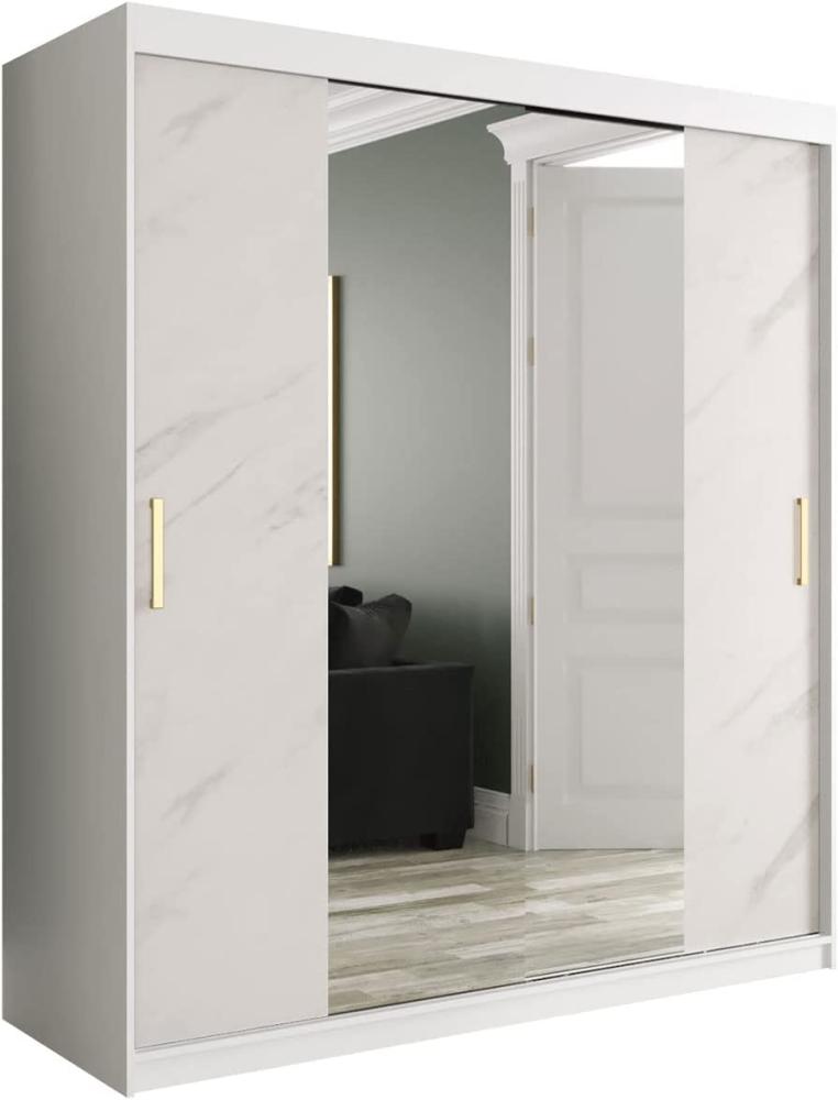 Kleiderschrank Kamoga T1 180 (Weiß / Marmor Weiß + Gold, ohne Schubladen) Bild 1