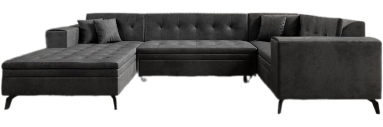 Designer Sofa Neola mit Schlaffunktion Samt Anthrazit Links Bild 1