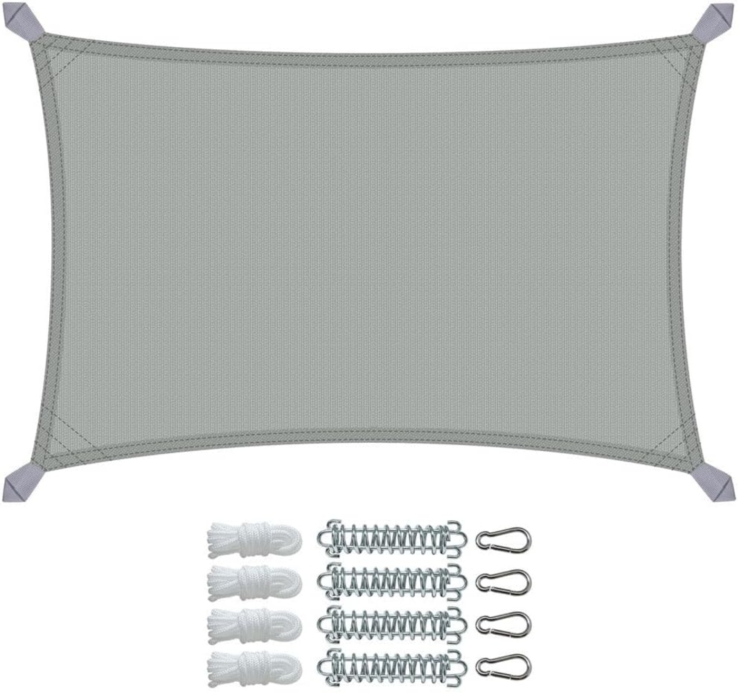 VOUNOT® Sonnensegel Rechteckig mit Befestigung Set, Wasserdicht Sonnenschutz Wetterbeständig, für Balkon Garten Terrasse, 3x2 m, Anthrazit Bild 1
