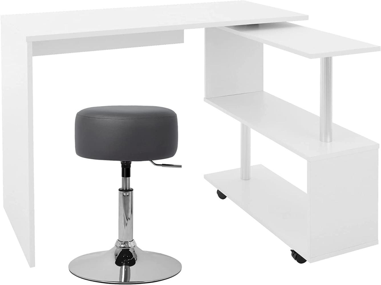 Schreibtisch mit Sitzhocker 150x88x75 cm Weiß aus MDF ML-Design Bild 1