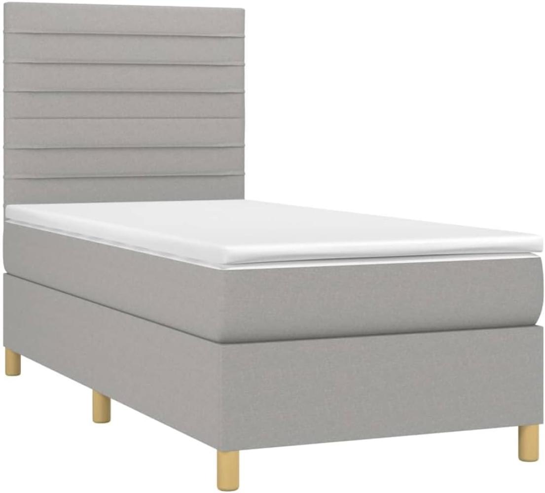 vidaXL Boxspringbett mit Matratze Hellgrau 80x200 cm Stoff, Härtegrad: H2 [3142369] Bild 1