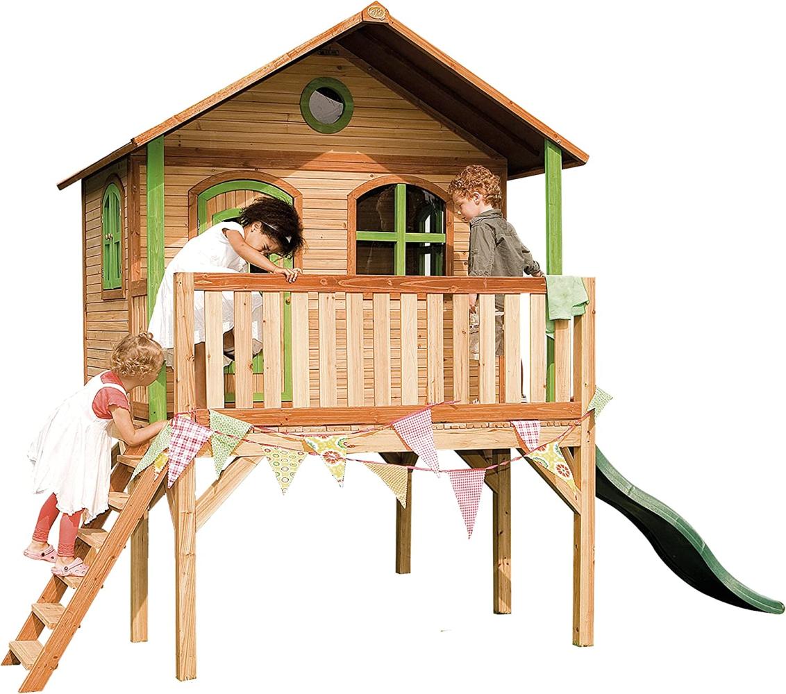 Axi Holz Kinderspielhaus Sophie inkl. großer Veranda & Rutsche | Natur | 180x180x274 cm Bild 1