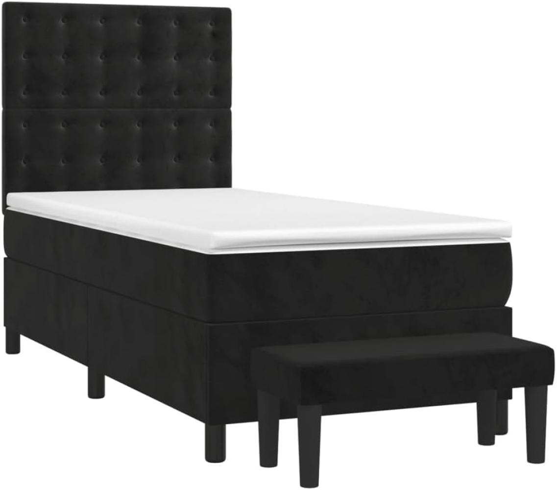 vidaXL Boxspringbett mit Matratze Schwarz 100x200 cm Samt 3138069 Bild 1