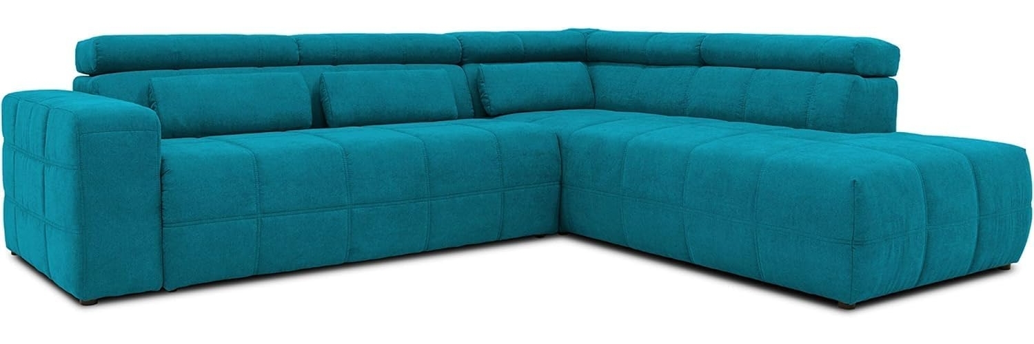 DOMO. collection Brandon Ecksofa, Sofa mit Rückenfunktion in L-Form, Polsterecke, Eckgarnitur, türkis, Ottomane rechts Bild 1