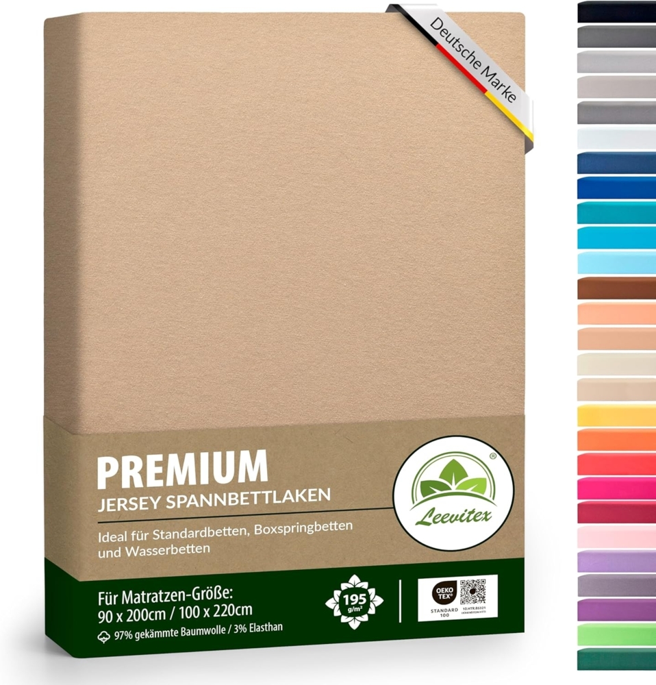 leevitex® Spannbettlaken Spannbettlaken Premium Elasthan, Gummizug: rundum, blickdicht, Anti-Pilling, 97% Baumwolle, 3% Elasthan, 40 cm Steg Bild 1