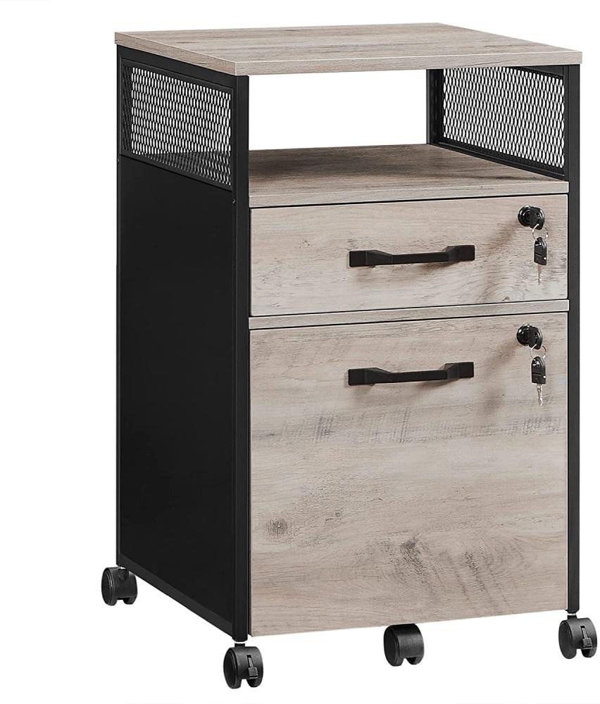 Vasagle Rollcontainer abschließbar mit Schubladen, Stahlgestell Greige-Schwarz, 42x44x69cm Bild 1