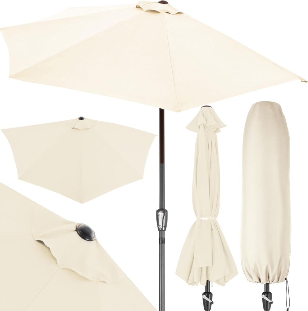 Kingsleeve Sonnenschirm, halbrund, wasserabweisend, UV-Schutz 50+, Stahl creme, 270 cm Bild 1