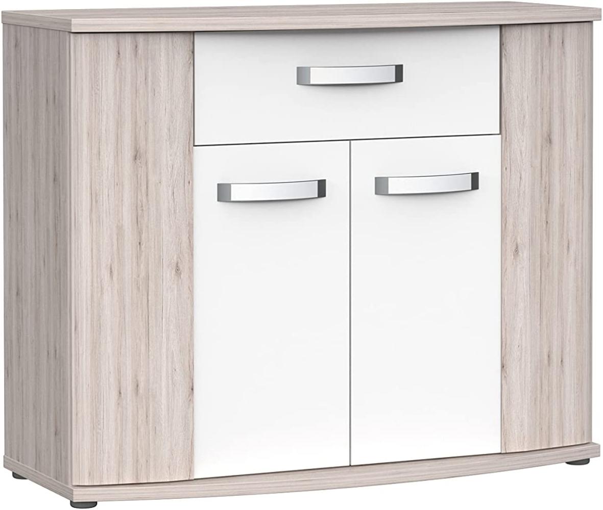 FORTE Rondino Kommode, Holzwerkstoff, Beige/Braun/Weiß, 99,7 x 81,5 x 43 cm Bild 1