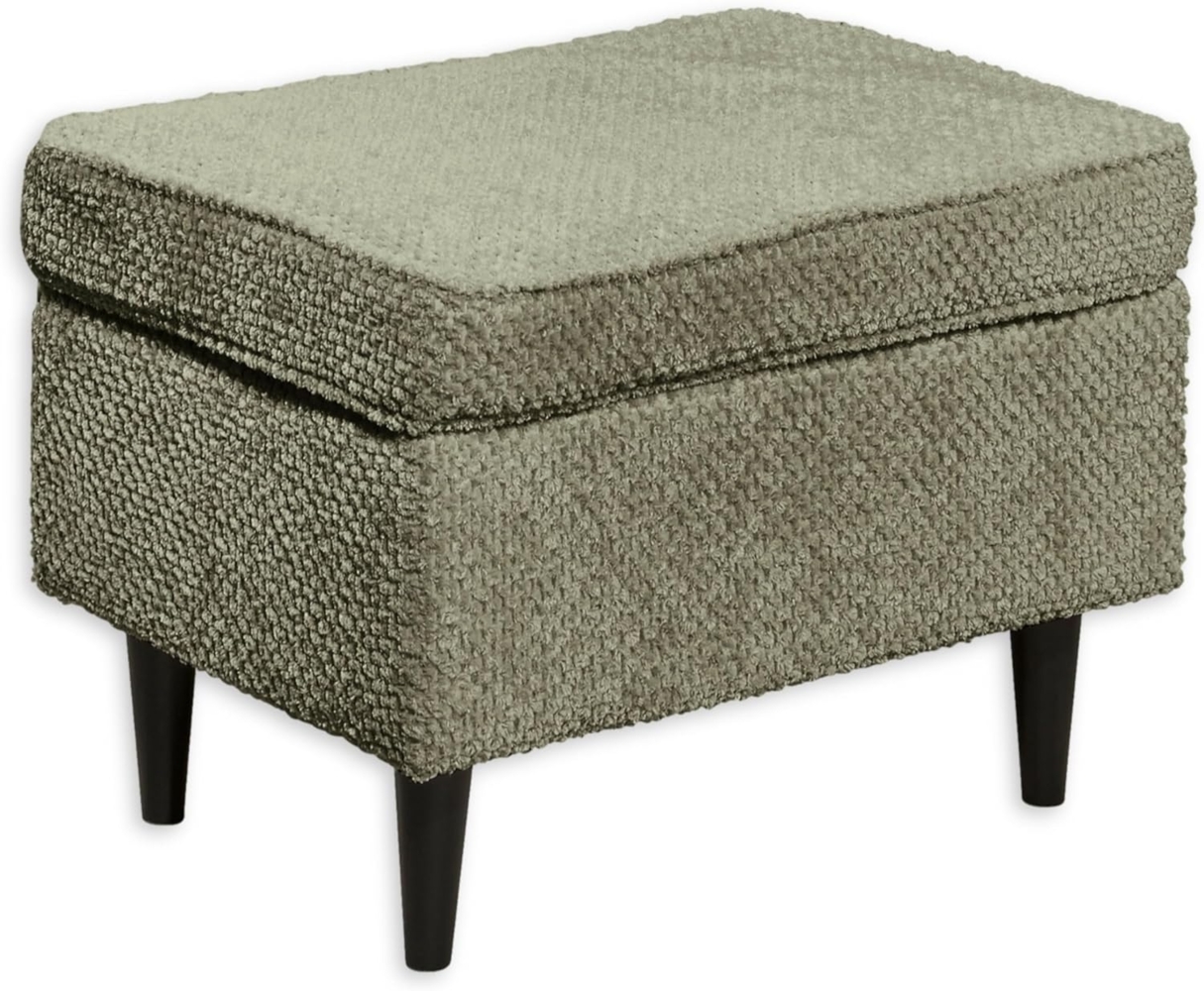Stella Trading Oskar Fußhocker gepolstert, Olive - Vintage Polsterhocker für Sessel, Couch und Sofa - 63 x 43 x 42 cm (B/H/T) Bild 1