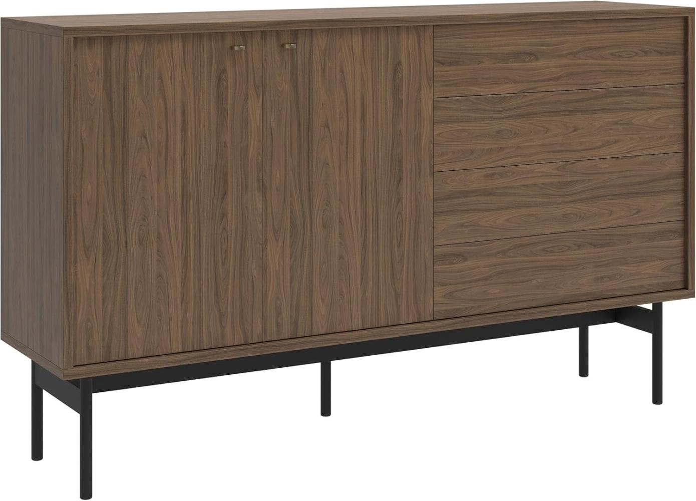 Selsey Olar - Sideboard 2-türig mit vier Schubladen, Holzoptik Carini Nussbaum, 154 cm Bild 1