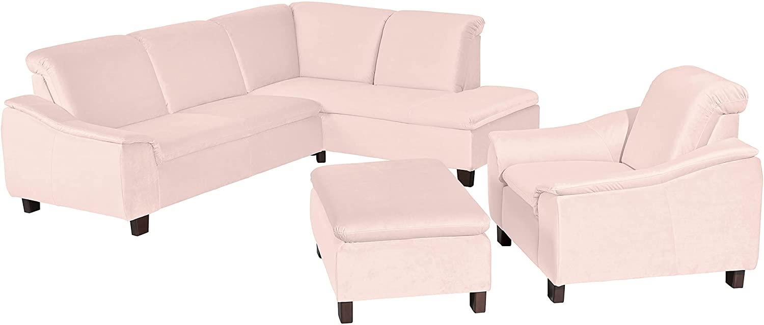 Aaron Sofa Eckgarnitur Samtvelours Rose Buche Nussbaumfarben Bild 1