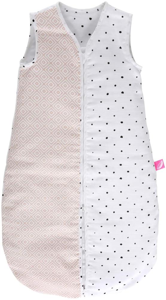 Babyschlafsack Sommer aus Baumwollmusselin von Motherhood - kuscheliger Babyschlafsack Öko Tex Standard, Klasse 1, Größe: 6-18 Monate, Quadrate apricot Bild 1