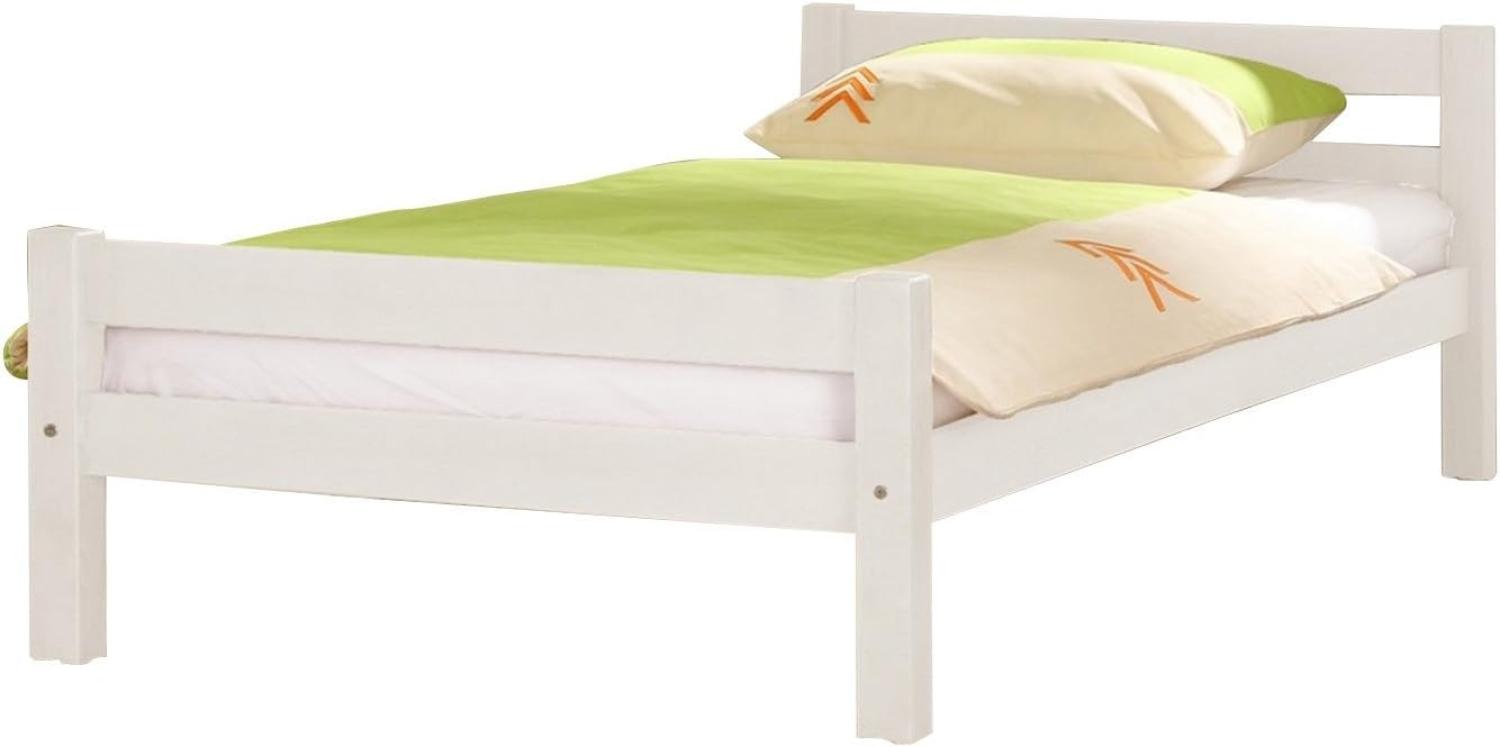 Relita Bett Helga 90 x 200cm Einzelbett Buche massiv Weiß inkl. Rollrost Bild 1