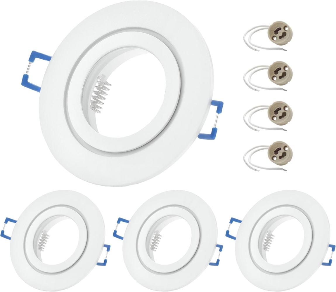 Sweet LED Deckenspot 4er Set IP44 Einbaustrahler GU10 Aluminium für Bad & Küche weiß matt, ohne Leuchtmittel, Einbauspots, Einbaurahmen, Deckenlampe Bild 1