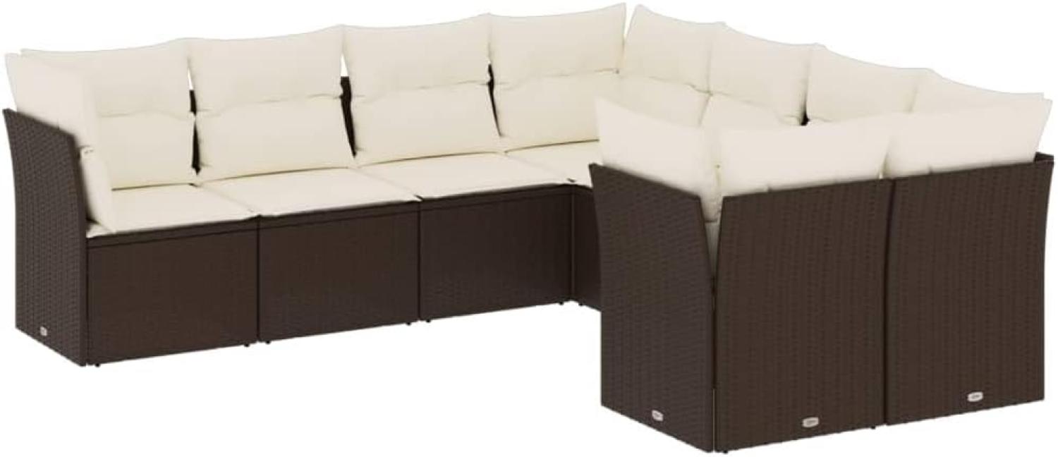 vidaXL 8-tlg. Garten-Sofagarnitur mit Kissen Braun Poly Rattan 3218593 Bild 1