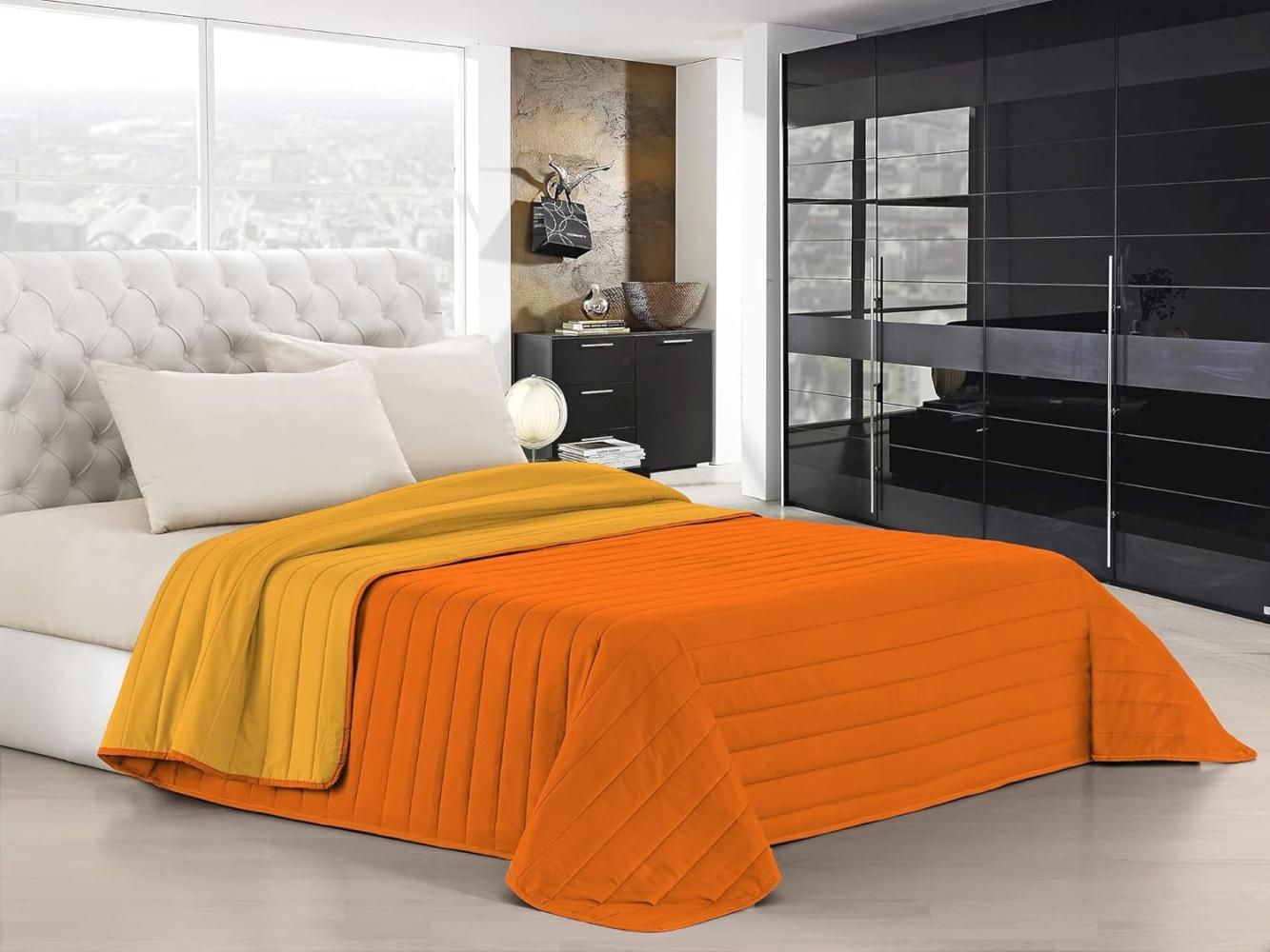 Italian Bed Linen Elegant Sommer Steppdecke orange/gelb, 100% Mikrofaser, 260x270cm Bild 1