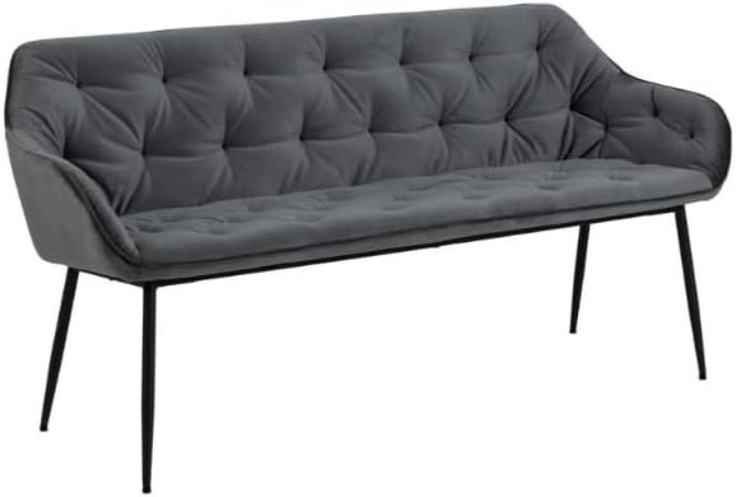 Sofabank BROOKE Stoff Samtoptik dunkelgrau Metall schwarz Bild 1