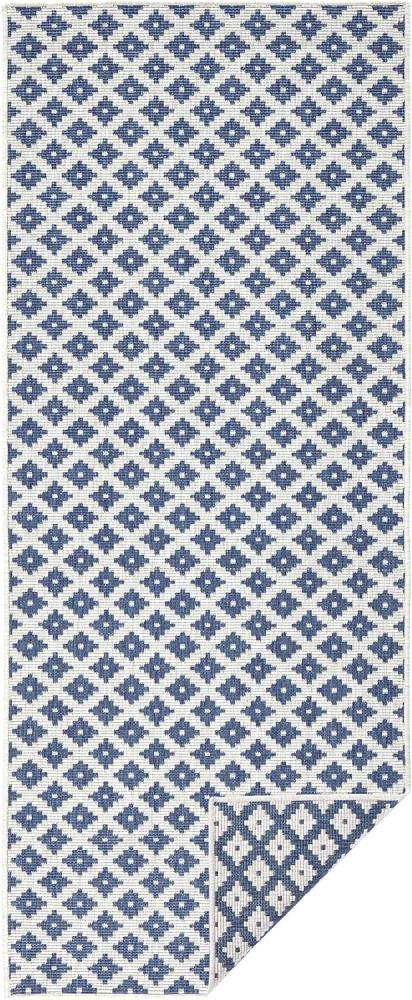 In- & Outdoor Wendeteppich Nizza Blau Creme - 80x350x0,5cm Bild 1