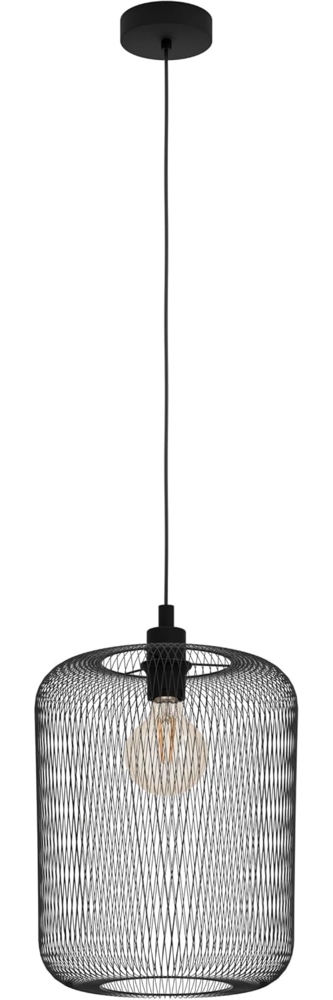 Eglo 43331 Hängeleuchte WRINGTON Stahl schwarz E27 1X40W H:110 Ø:30cm dimmbar Bild 1