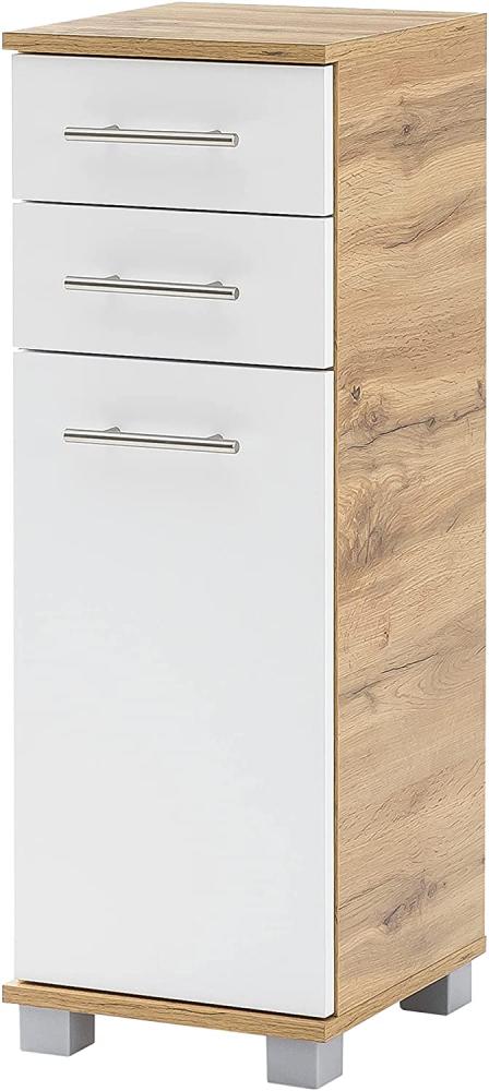 Schildmeyer Nitro Highboard 144227, Holzwerkstoff, Eiche Landhaus Dekor/weiß matt, 30,3x32,6x88,6 cm Bild 1