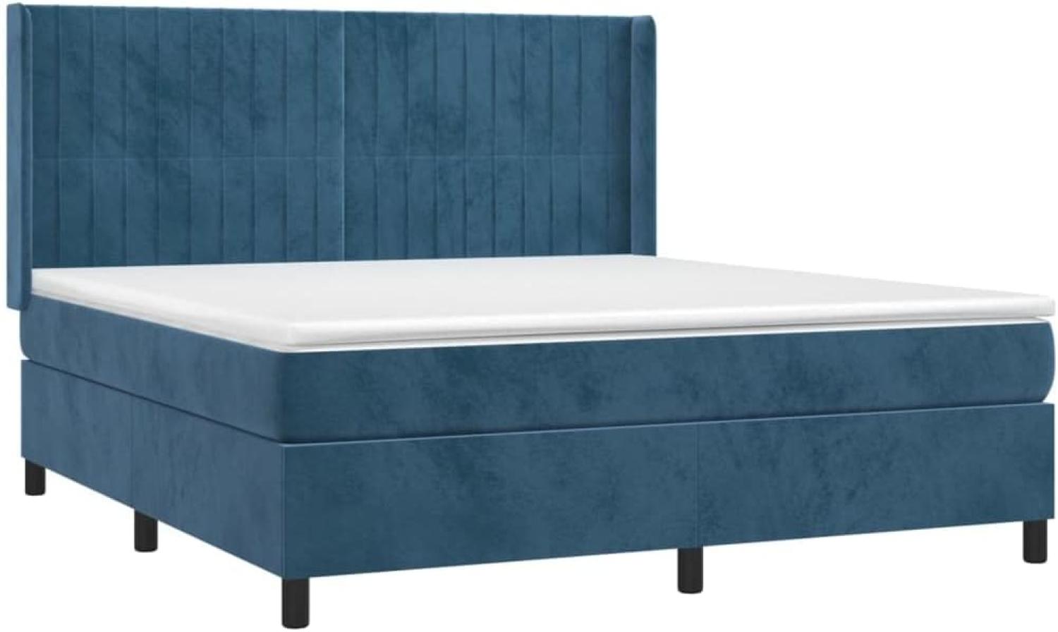 vidaXL Boxspringbett mit Matratze Dunkelblau 180x200 cm Samt 3132817 Bild 1