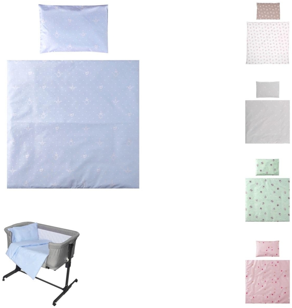 Lorelli Babybettwäsche-Set Eva 5-tlg Decke 75 x 75 cm, Kissen 29 x 42 cm, Bezüge hellblau Bild 1