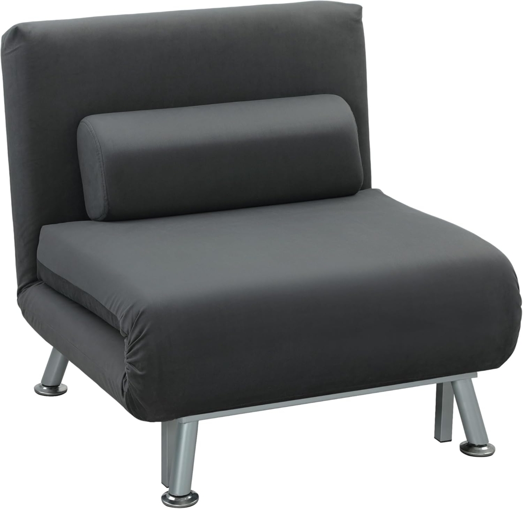 HOMCOM Sessel mit Bettfunktion, Rückenkissen (klappbarer Relaxsessel, 1-St, Klappsessel), bis 150 kg belastbar, für Wohnzimmer, Dunkelgrau Bild 1