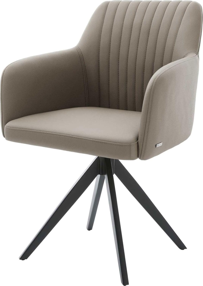 Esszimmerstuhl Greg-Flex Echt-Leder Schlamm Kreuzgestell kantig Schwarz Taschenfederkern Bild 1