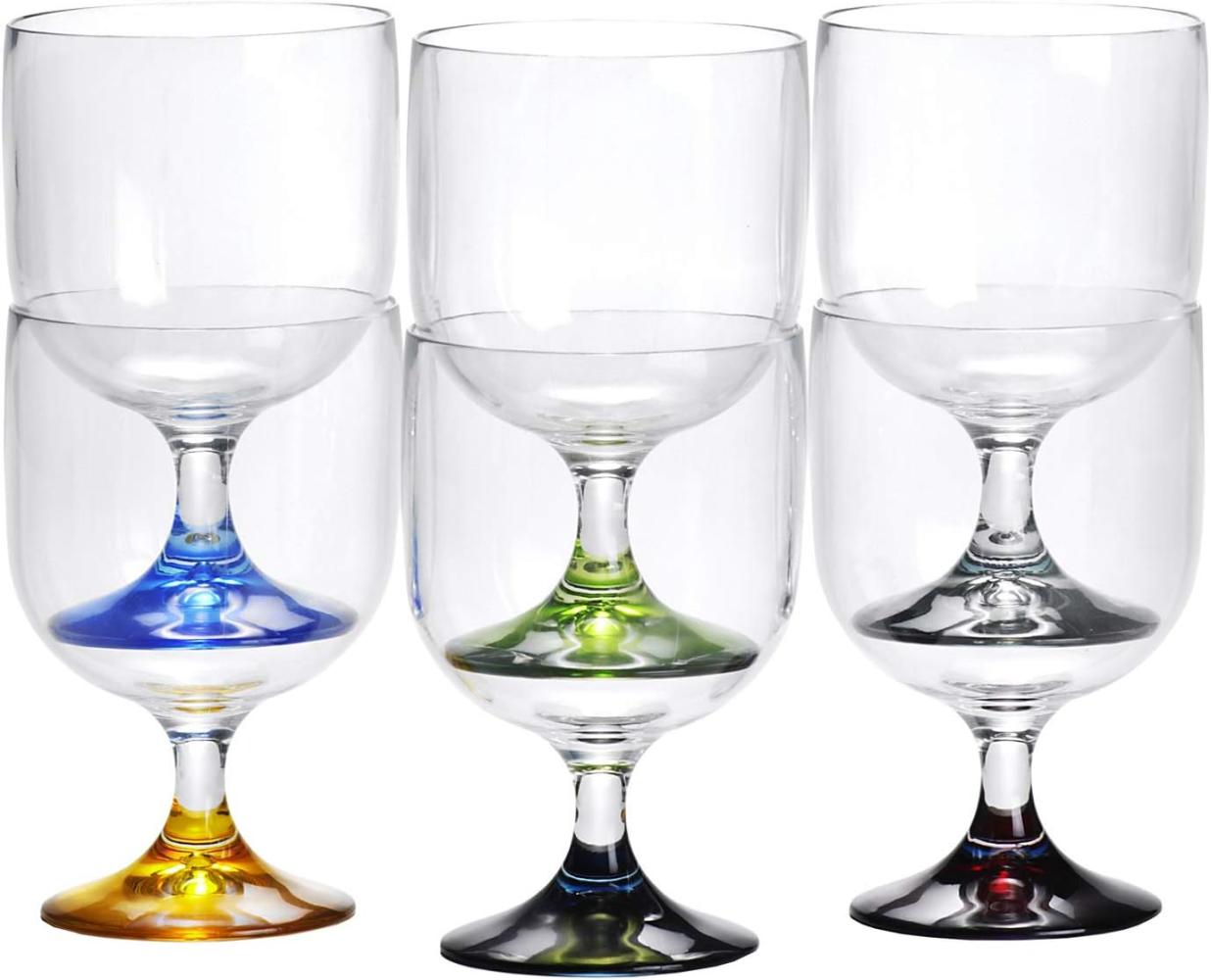 Wasser Wein Glas stapelbar color base Set 6 Stück, unzerbrechlich, farbig, Polycarbonat, Party Bild 1