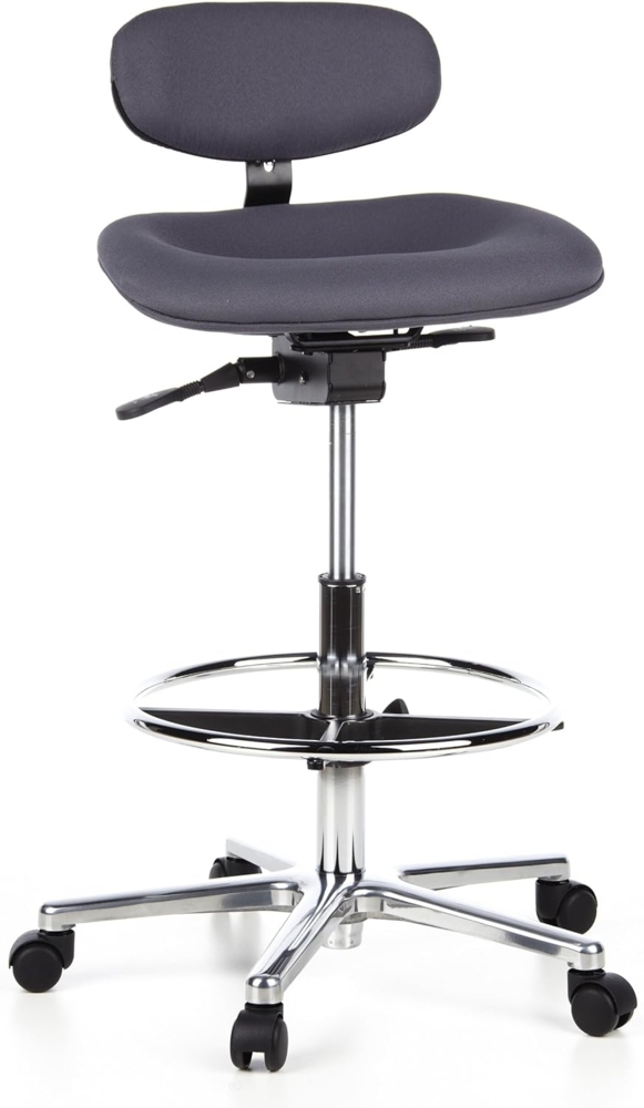 hjh OFFICE Arbeitsstuhl Arbeitshocker WORK MF Stoff Anthrazit Bild 1